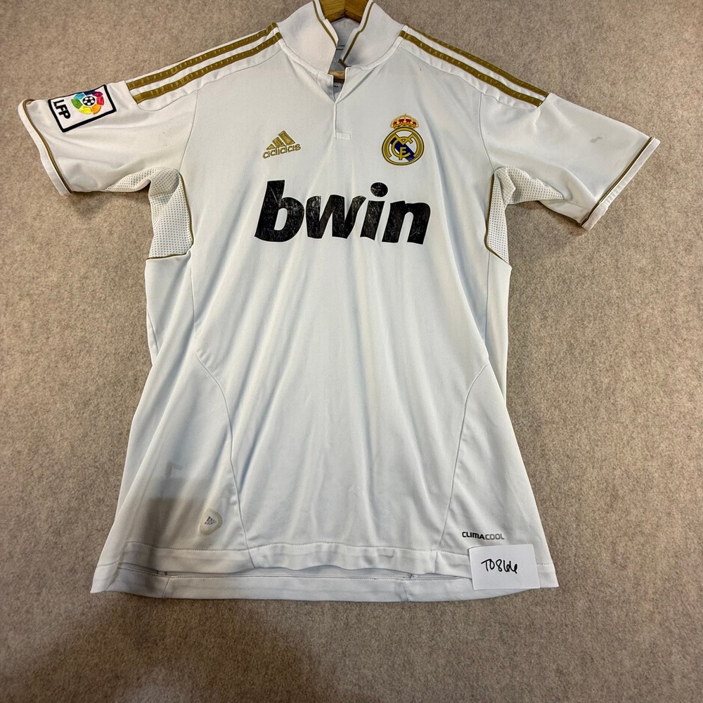 Adidas‎ Real Madrid 2011-12 Home Jersey White Gold Bwin Soccer Shirt Youth XL